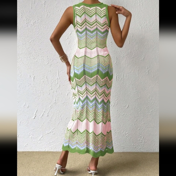 Pattern Pointelle Knit Sweater Dress - Picture 5 of 6